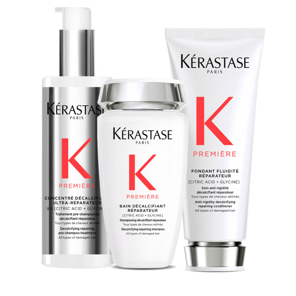 KÉRASTASE Première Set - Bain Décalcifiant Rénovateur 250 ml + Fondant Fluidité Réparateur 200 ml + Concentré Décalcifiant Ultra-Réparateur 250 ml