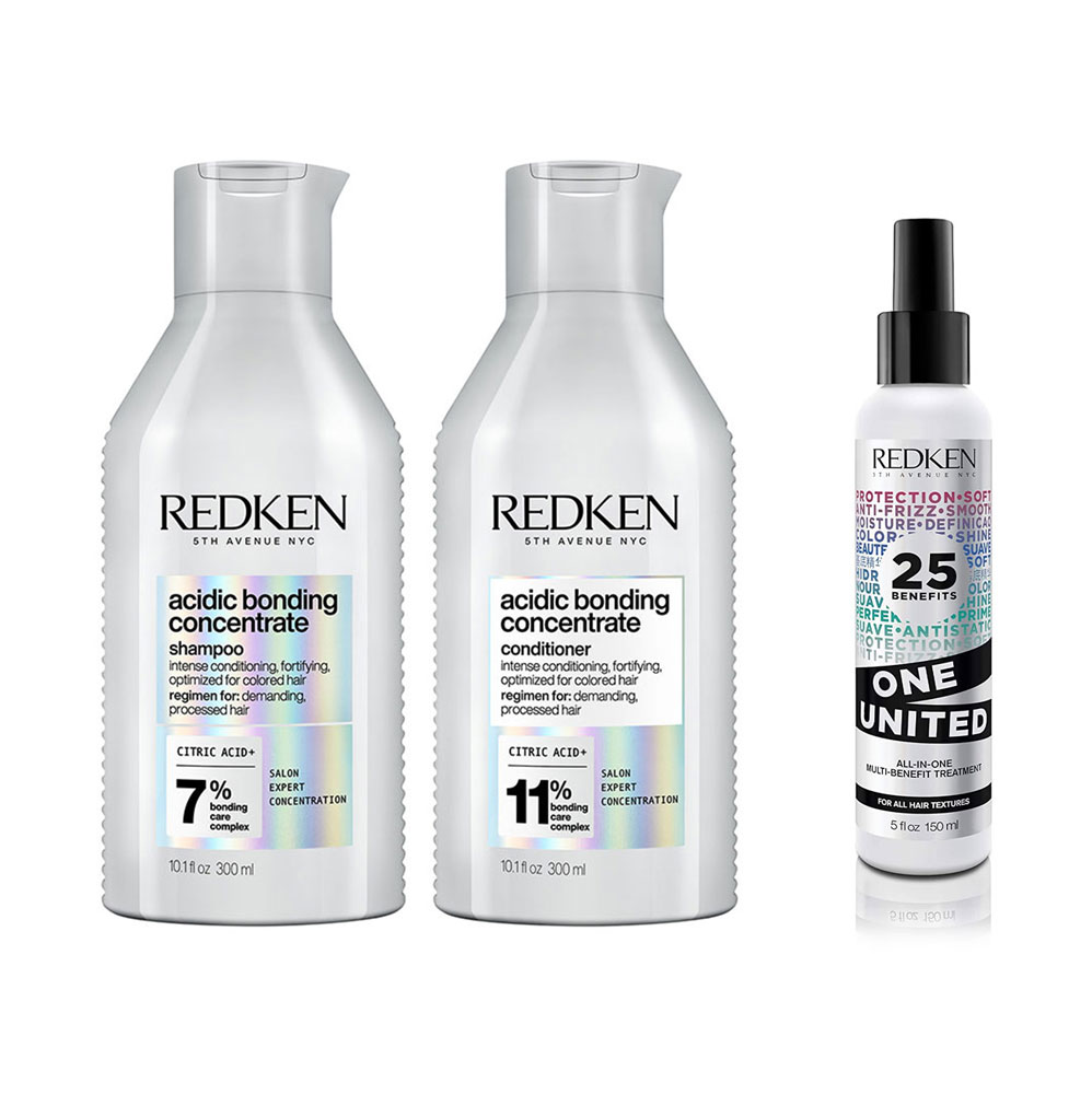 Redken Acidic Bonding Concentrate Set Shampoo 300 ml + Conditioner 300 ml + One United Elixir 150 ml