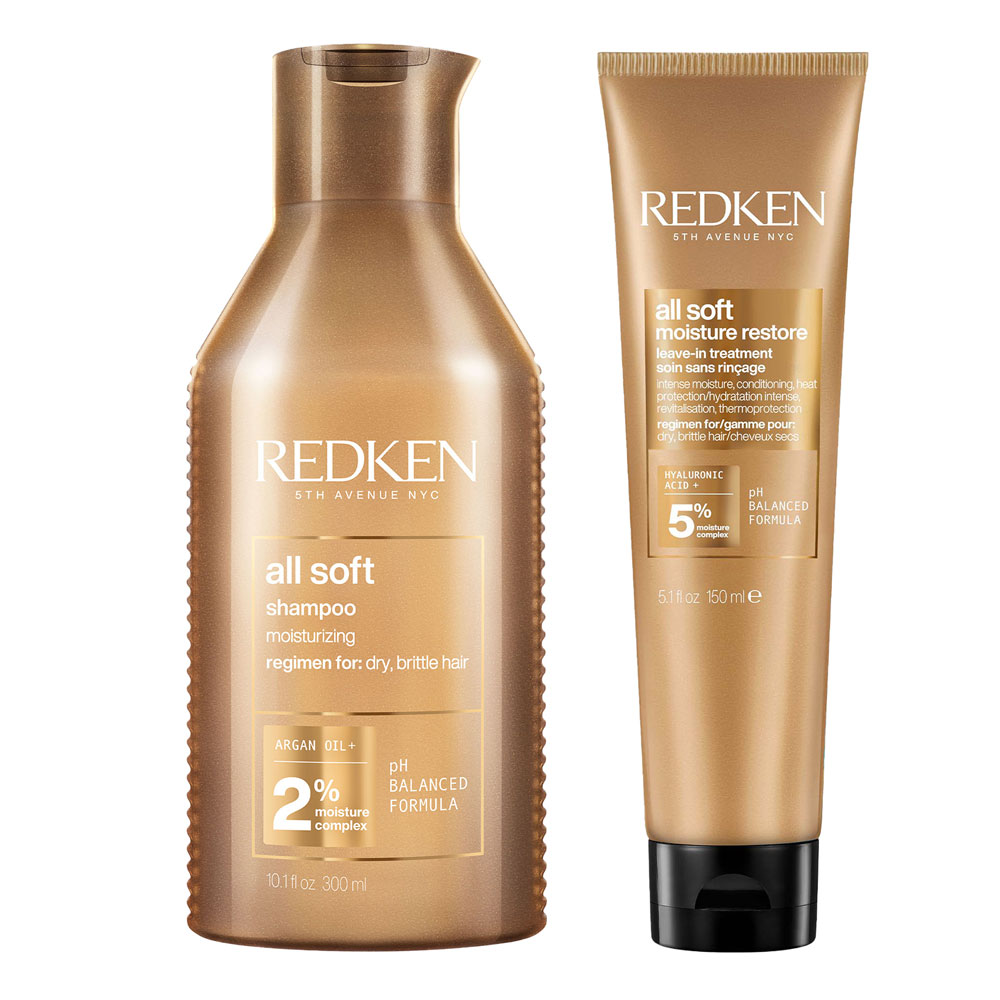 Redken All Soft Set Shampoo 300 ml + Moisture Restore Leave-In Treatment 150 ml